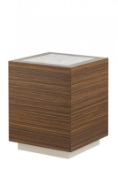 Rosalind Zebra Wood And Cream Gloss Side Table With Mother Of Pearl Top