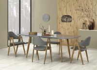 Rubin High Gloss Grey And Wood  Extendable Table