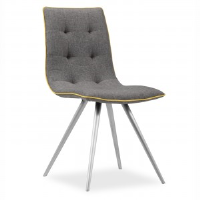 Rupert Grey And Yellow Dining Chair Brushed Steel Legs