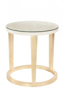Ruth Cream High Gloss And Gold Side Table With Mirrored Top