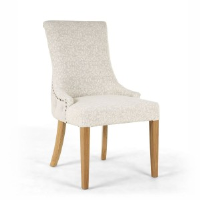 Sabia Luscious Natural Linen Dining Chair With Oak Legs