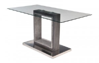 Shemeka Clear Glass And Grey Dining Table 150cm