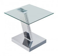 Spartacus Glass And Stainless Steel Side Table 50cm