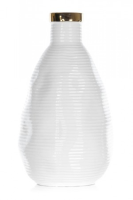 Suri Medium White Gloss Vase With Gold Detail