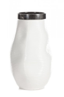 Suri White Gloss Vase With Silver Detail