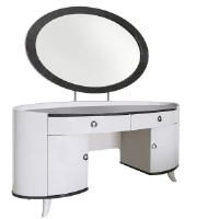 Svana Wide Light Grey Gloss Dressing Table-Optional Mirror