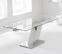 Swan Clear Glass And Stainless Steel Dining Table 140-200cm