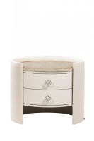 Tatiana Cream Gloss And Leather Bedside Table With Crystal Handles