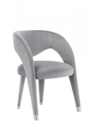 Tennyson Luxury Grey Velvet And Silver Leather Dining Chair