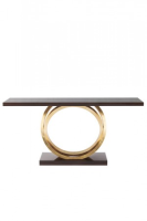 Theo High Gloss Ebony And Gold Leaf Wide Console Table 170cm