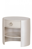 Tiffany Cream Gloss And Cream Leather Bedside Table