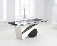 Totti Clear And Black Glass Dining Table 170 - 250cm
