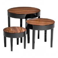 Trio Wood and Black Gloss Nest Of Tables - Set of 3