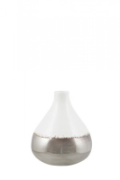 Tucker Small White And Aged Silver Vase