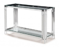 Vance Clear Glass And Stainless Console