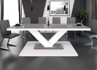 Vincenza High Gloss Grey And White Extendable Dining Table 160cm