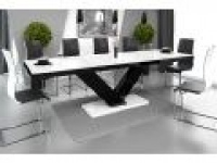 Vincenza White Gloss And Black Extending Dining Table