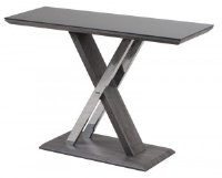 Xena Black Glass And Grey Walnut Console Table