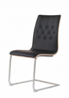 Zee Black Leather And Walnut Dining Chair