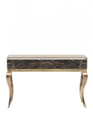 Zetlyn High End Cream Gloss And Brass Console Table 216cm