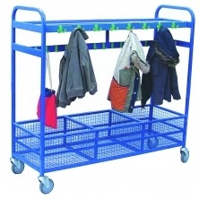 CLOAKROOM TROLLEY WITH MESH STORAGE - 64 HOOKS