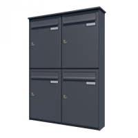 Bank of 4 vertical wall mounted letterboxes - Anthracite grey
