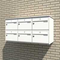 Horizontal Mounted Bank of 6 Mailboxes