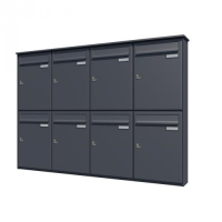 Bank of 8 wall mounted vertical letterboxes - Anthracite grey