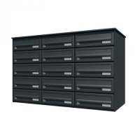 Bank of 15 wall mounted letterboxes - Anthracite grey