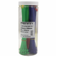 Cable Ties; Mixed Colours; 200 x 4.8mm; Pack (200)