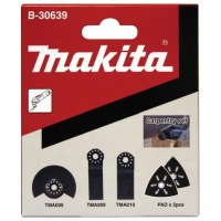 Makita B-30639 Carpentry Set; Including Segmented Saw Blade 85T;  Plunge Blade 28T; Plunge Blade 32T And 2 x Sanding Pads