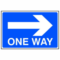 Spectrum Sign 4341 "ONE WAY" Arrow Right; White On Blue; 3mm Foam; 600 x 400mm