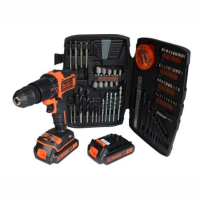 Black And Decker D700S1KTB 18 Volt Combi Drill; Complete With 2 x 1.5 Ah Batteries; Charger And Case; Added Value 150 Piece Accessory Set