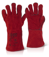 RED WELDING GAUNTLETS- LINED WITH 6 INCH CUFF