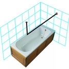 Stainless Steel Shower Rail L to Ceiling Kit